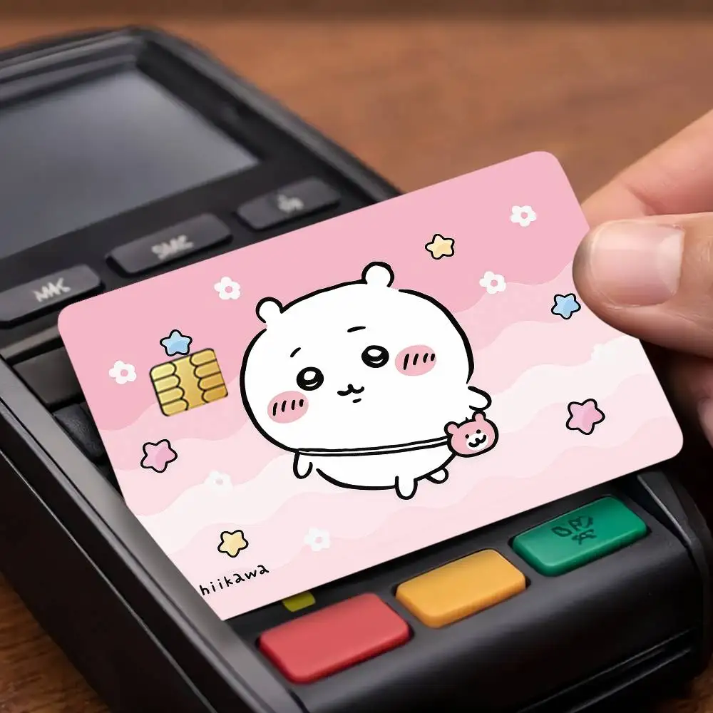 Cartoon C-Chiikawa Credit Card Public Transportation Cards Protective Sticker Waterproof Card Face Decoration 4PCS