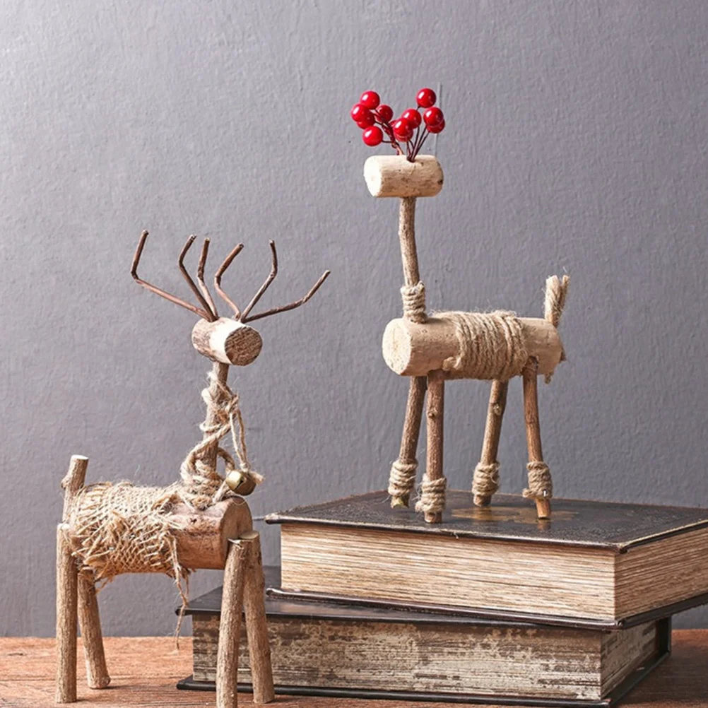 

Wooden Deer Desktop Ornament Cute Christmas Decoration Craft For Home Office Bedroom Decor Gift Deer Craft Wooden Handmade