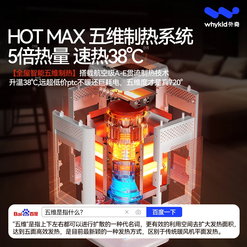 YyhcStovesFireplacesFireplacesFive-sided Heater Household Heating Furnace Winter Artifact Heater 2024 New Electric Heating Oven