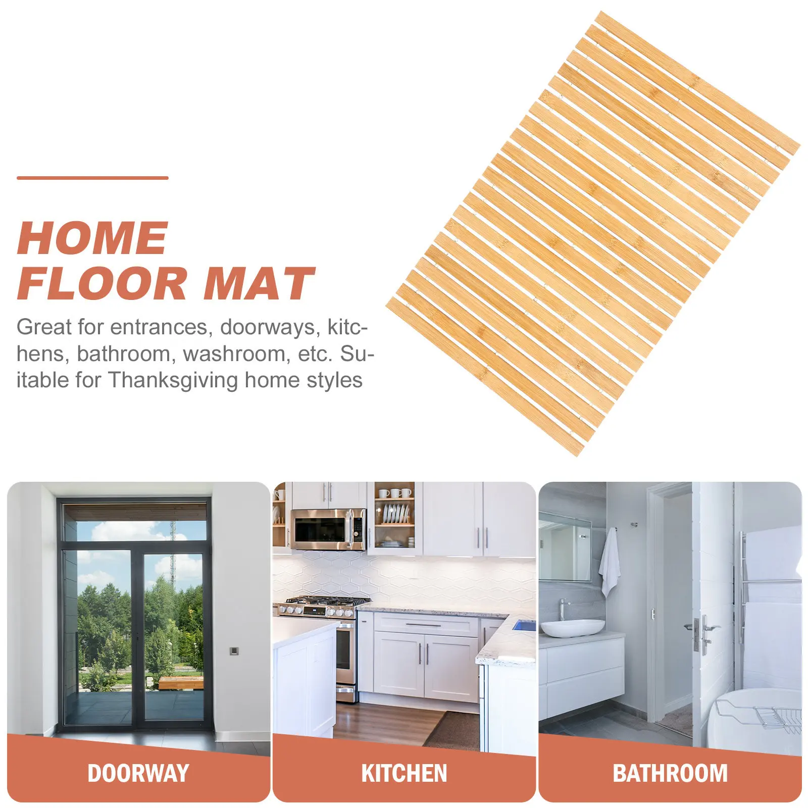 

Bamboo Shower Mat Foldable Non-Slip Bamboo Bathroom Floor Mat for Spa Sauna Bathtub Kitchen Home Hotel Stylish