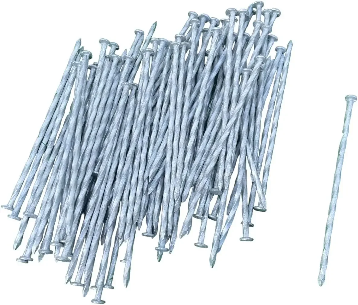 6 Inch Galvanized Artificial Turf Stakes - Spiral Landscape Nails - Ground Spikes/Pins for Synthetic Grass, Lawn, Edging, Weed B
