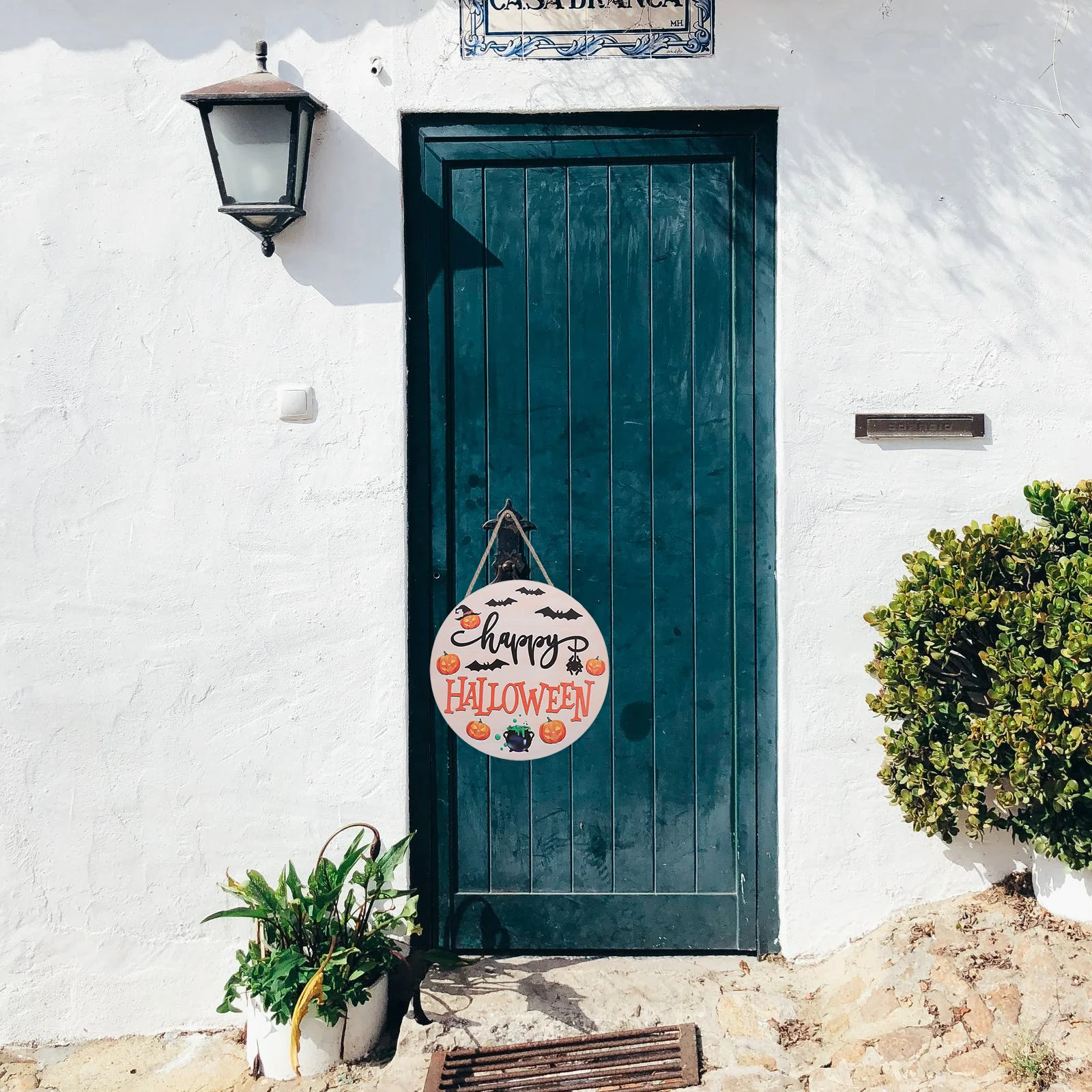 

Halloween Wood Hanging Wall Sign Long Lasting Front Door Porch Decor Round Plaque Rustic Halloween Door Sign Party Favors