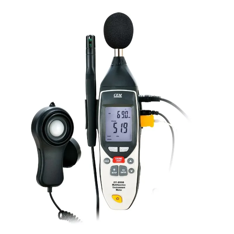 DT-859B 5 in 1 Multifunction Environment Meter  Sound Level Meter, Light Meter, Humidity /Temperature Meter and Anemometer