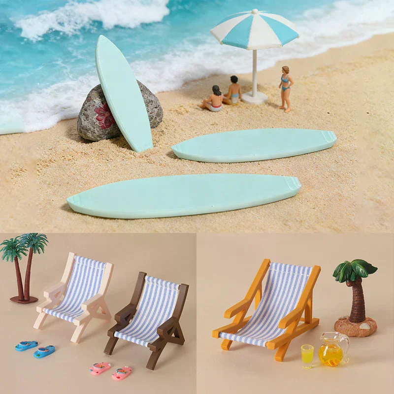 【Y】Mini Striped Beach Chair 1:12 Scale Dollhouse Furniture Foldable Deck Chair For Micro Landscape Photo Props