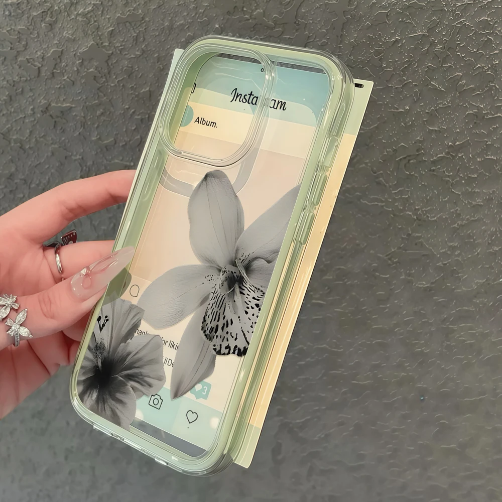 Wabi-Sabi-Stil Blumen-Handyhülle für iPhone 16 14 15 Plus 13 14 15 17 16 12 11 ProMax 16 15 Pro 17 Air Transparente Weiche Hülle – Detail 4