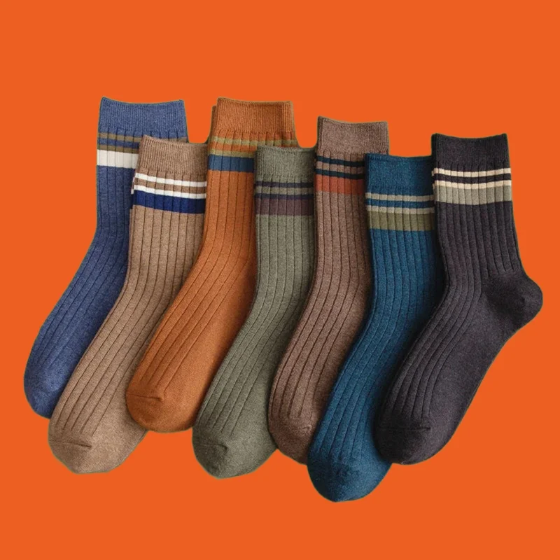 Chaussettes Rayées en Coton pour Homme, sulf, Décontractées, Respirantes, de Haute Qualité, Rétro, Collection Été Automne 5/10, 2024 Paires