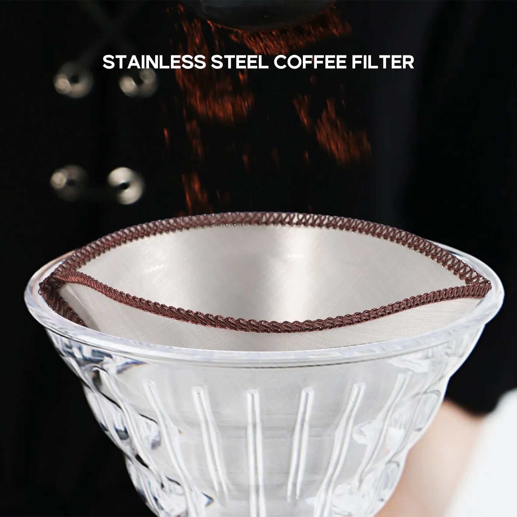 Reusable Pour over Coffee Filter Mesh Paperless Coffee Filter Stainless Steel Cone Filter 3 To 4 Cup Coffee Drip Filter