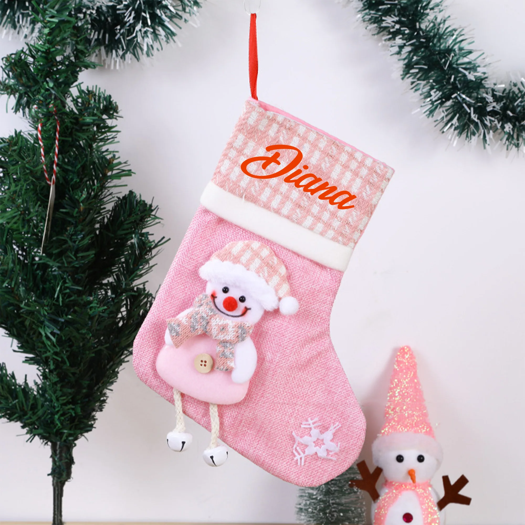 

Small Christmas Socks Gift Bag Personalized Printing Christmas Tree Decoration Candy Bag Santa Claus Elk Snowman Gift Bag