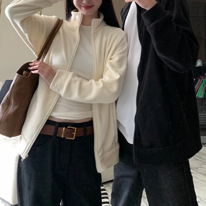 

Fleece Jacket for Women Autumn and Winter Couples Warm Fleece Sweatshirt Double-sided Fleece Loose Sports Outdoor