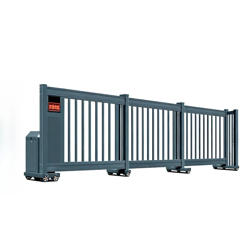 EXW Aluminum Telescopic Sliding Gate Factory Enterprise Courtyard Automatic Driveway Security Entrance Fence