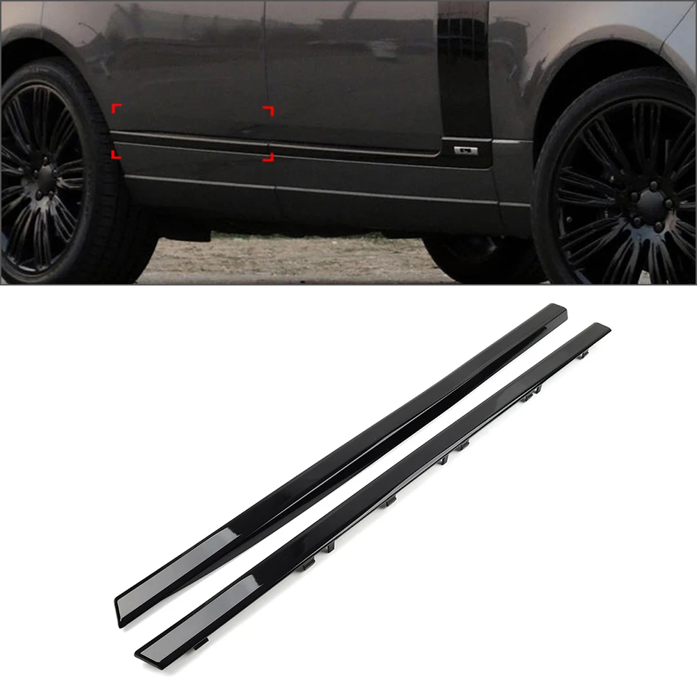 Black Car Rear Door Side Cladding Molding Trim 2PCS For Land Rover Range Rover 2013 2014 2015 2016 2017 2018 2019 2020 2021 2022