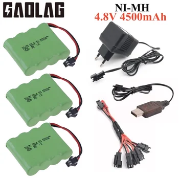 Rc 장난감 자동차 탱크 로봇 총용 NiMH 배터리, AA 4.8v 충전식 배터리, Ni-MH 4 * AA 배터리 팩, 4.8v 4500mah 