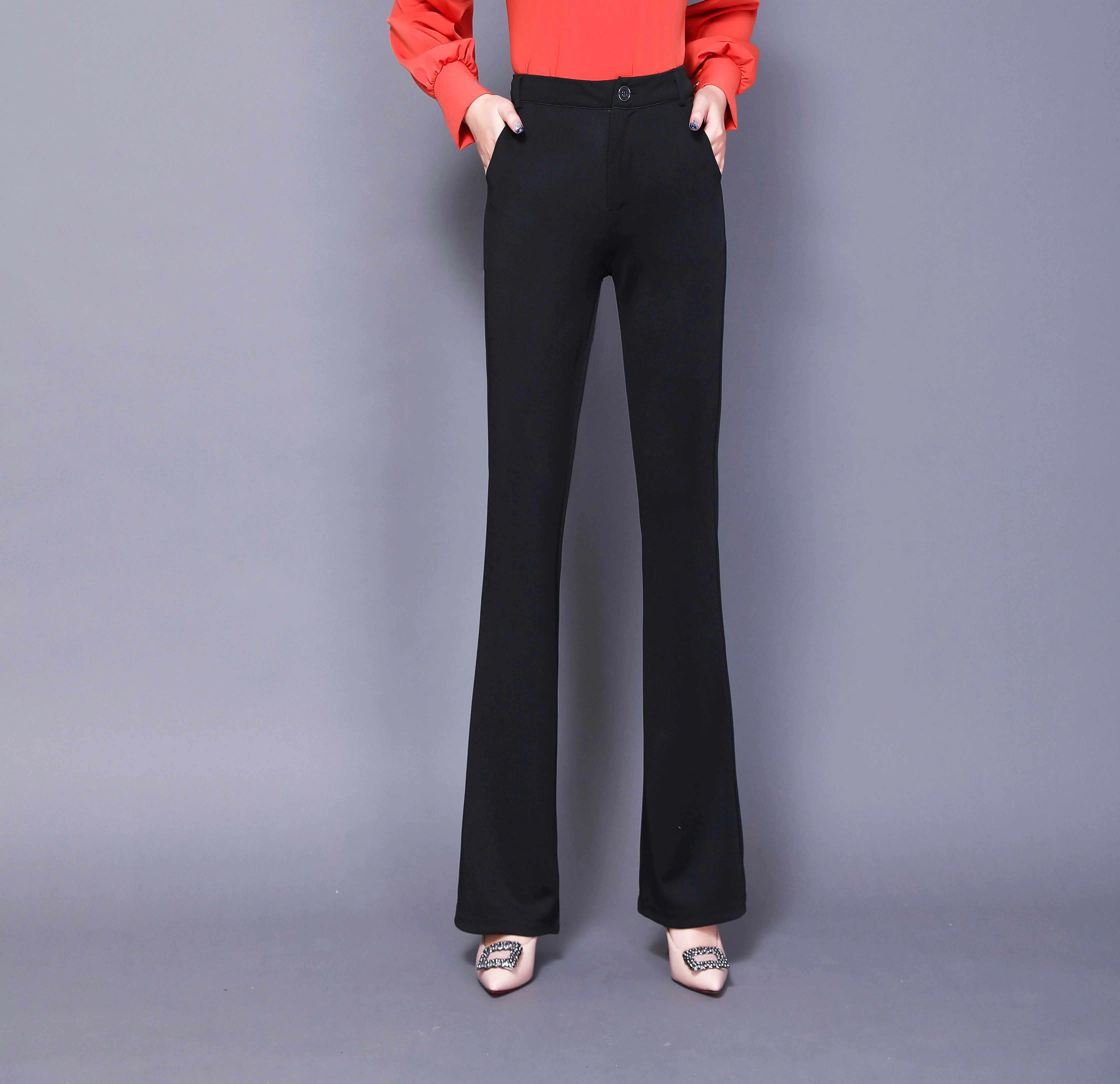 

Wide Leg Pants Female Large Size S-4XL Casual Straight Black Women's Pants Wide Feet Trousers