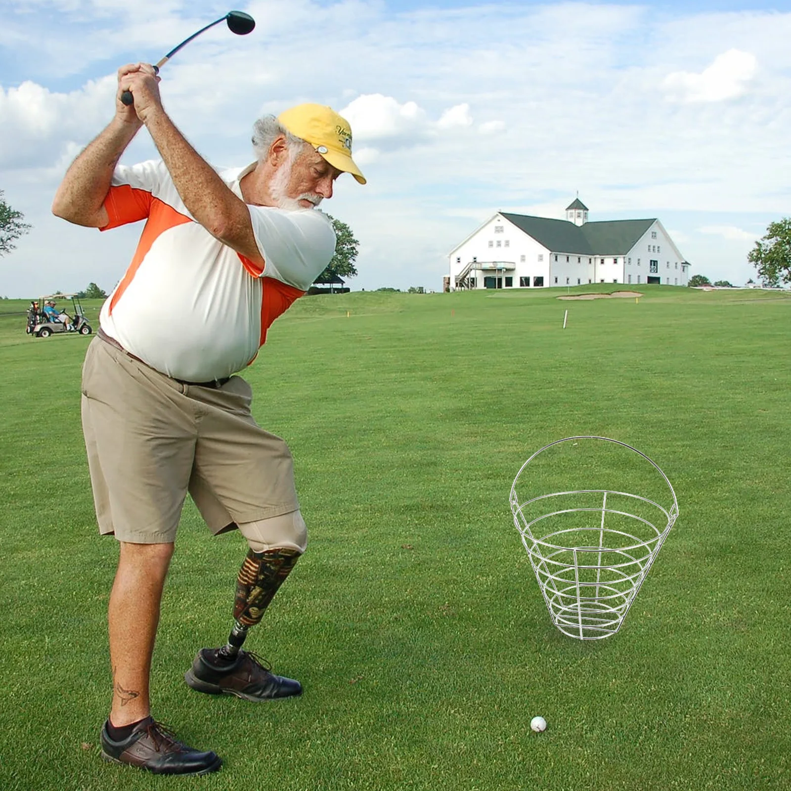 سلة الكرة الحديد حامل كرة الجولف مقبض قوي خفيف الوزن إطار معدني سعة كبيرة سلة تخزين الكرة في الهواء الطلق #6