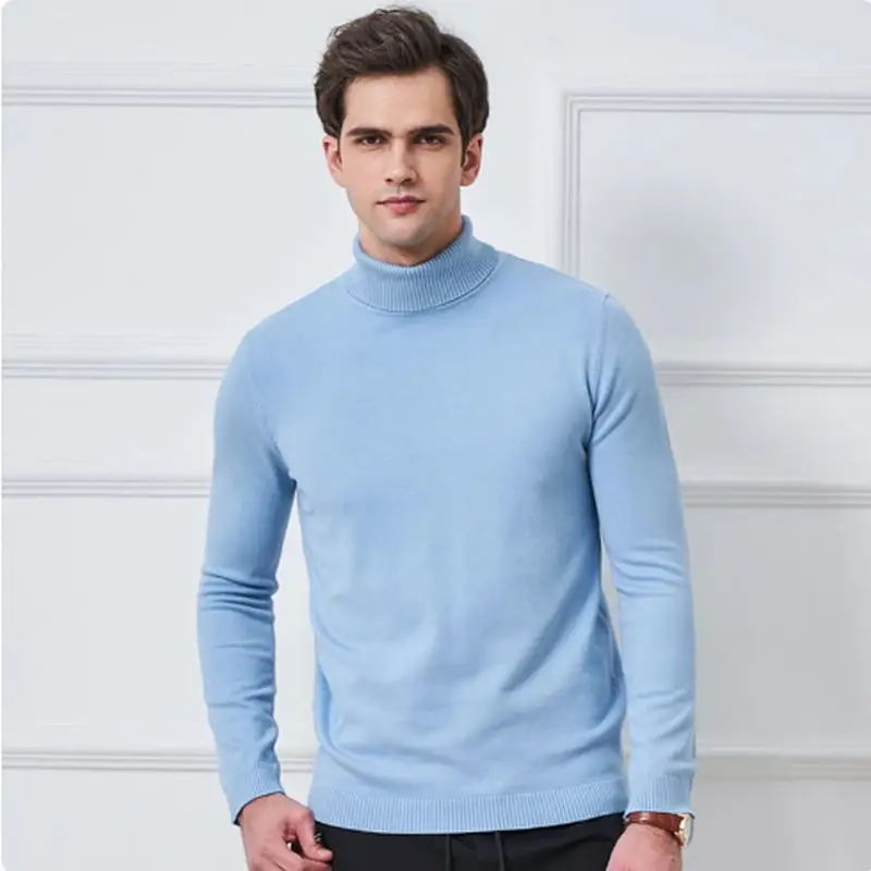 Cashmere Cotton Blend Turtleneck Men Sweater 2024 Autumn Winter Daily Basic Warm Knitted Pullover Man Casual Jumper Pull Homme