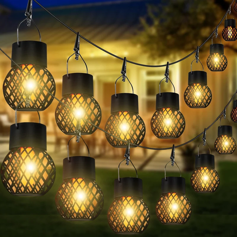 

1/6pcs LED Outdoor Flame Effect Hanging Lantern Waterproof Solar Fairy Light Garden Decoration Lamp Festival Party Night Light