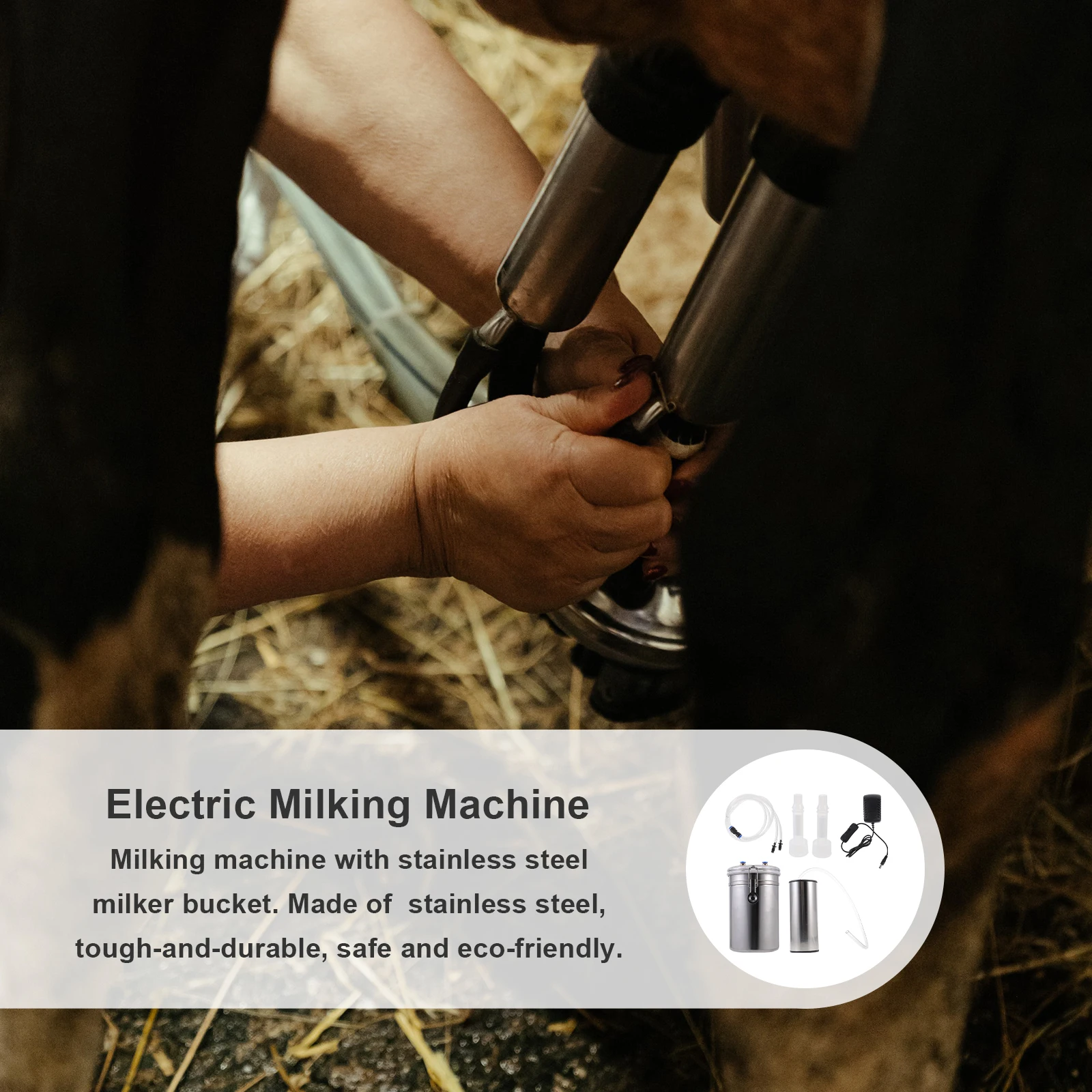 

2L Electric Milking Machine Stainless Steel Bucket Suction Vacuum Electric Milking Machine Pump Household Milker Pet Supplies