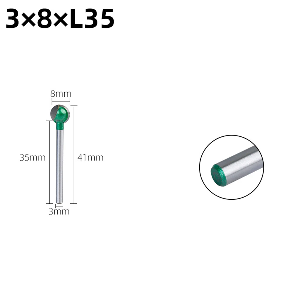 Wood Carving Engraving Drill Bit Polishing Woodworking Tool Silver And Green Tungsten Steel Blade High-Frequency Welding