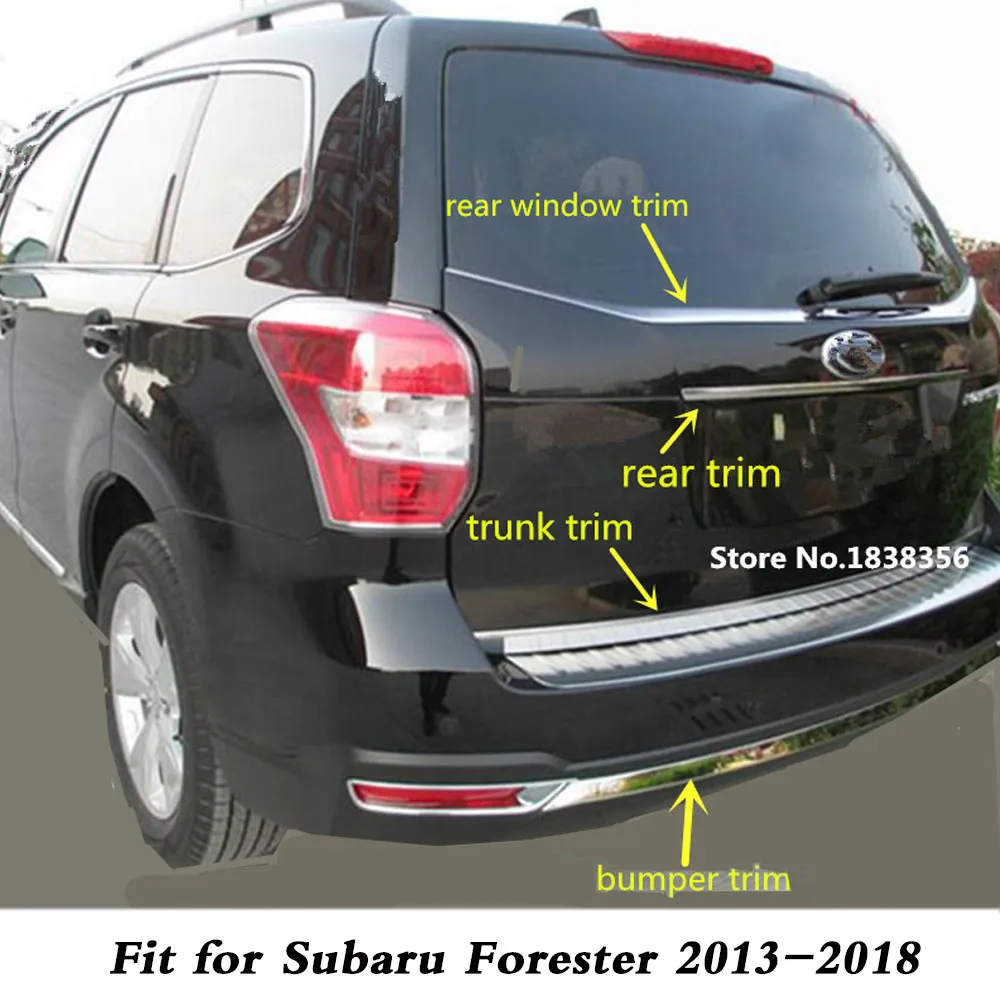 

For Subaru Forester 2013 2014 2015 2016 2017 2018 Stainless Steel Rear Window Pillar Trunk Bumper License Plate Strip Trim Frame