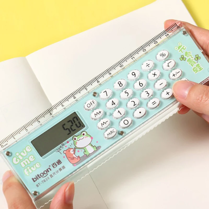 Kawaii Cartoon Multifunctional Ruler Calculator Set Mathematical Calculation Math Measuring Rulers Students Office Stationery