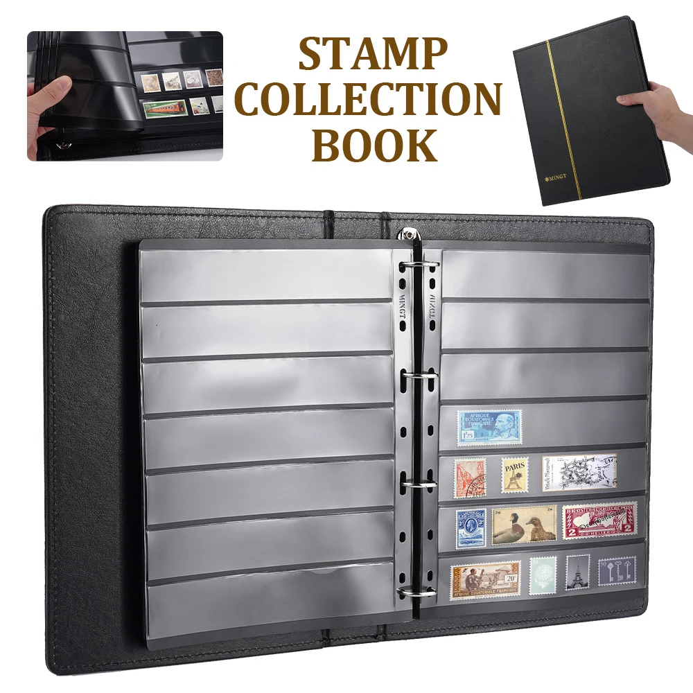 10 Sheets Stamps Pages Collector Empty Stamp Album Book 9 Hole Binder PVC Loose-leaf Inners Refill Page Stamp Storage Collection