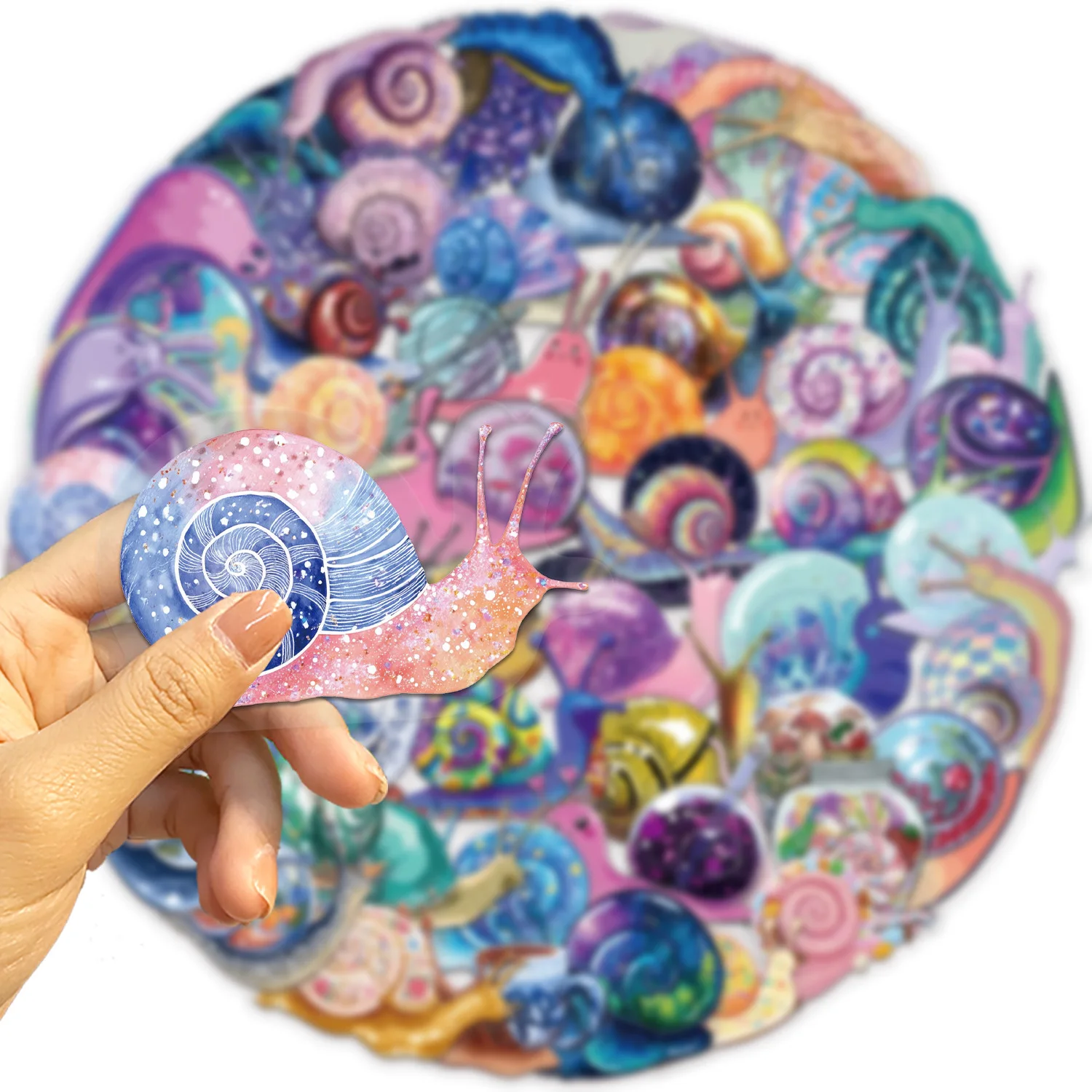 50 PCS Exquisite Dreamy Cartoon Snail Stickers Pack Waterproof Transparent Stickers DIY Student Pencil Case Pen Holder Decals