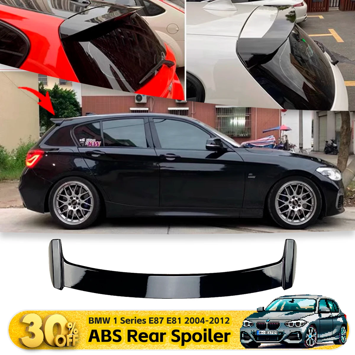 

For BMW 1 Series 2004-2012 E87 E81 Hatchback 116i 120i 118i Rear Trunk Lid Roof Spoiler Wing ABS Black Carbon Car Accessories