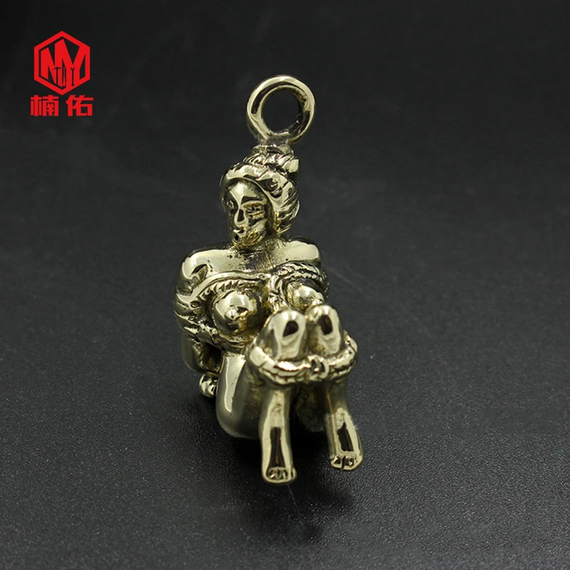 1PC Copper Retro Brass Geisha Female Nude Keychain Pendant Knife Beads Lanyard Pendants Car Keychain Pendant