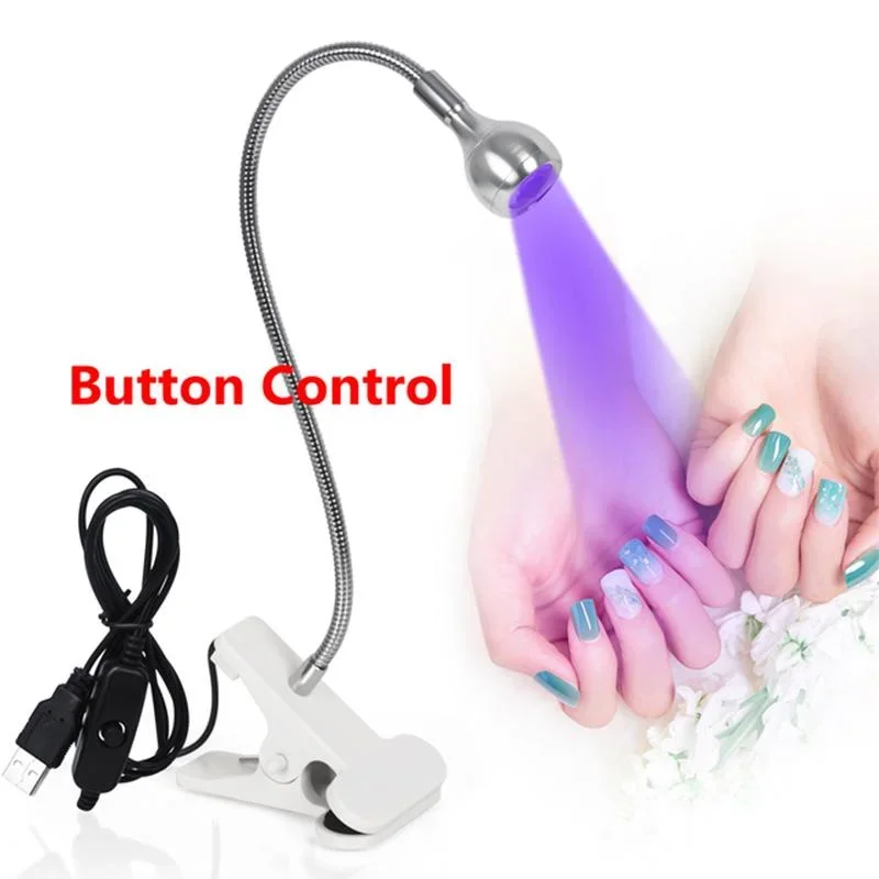 1PC Mini Nail UV Adhesive Curing Lamp Purple Light with Clip and Switch USB Light Multi use One Lamp