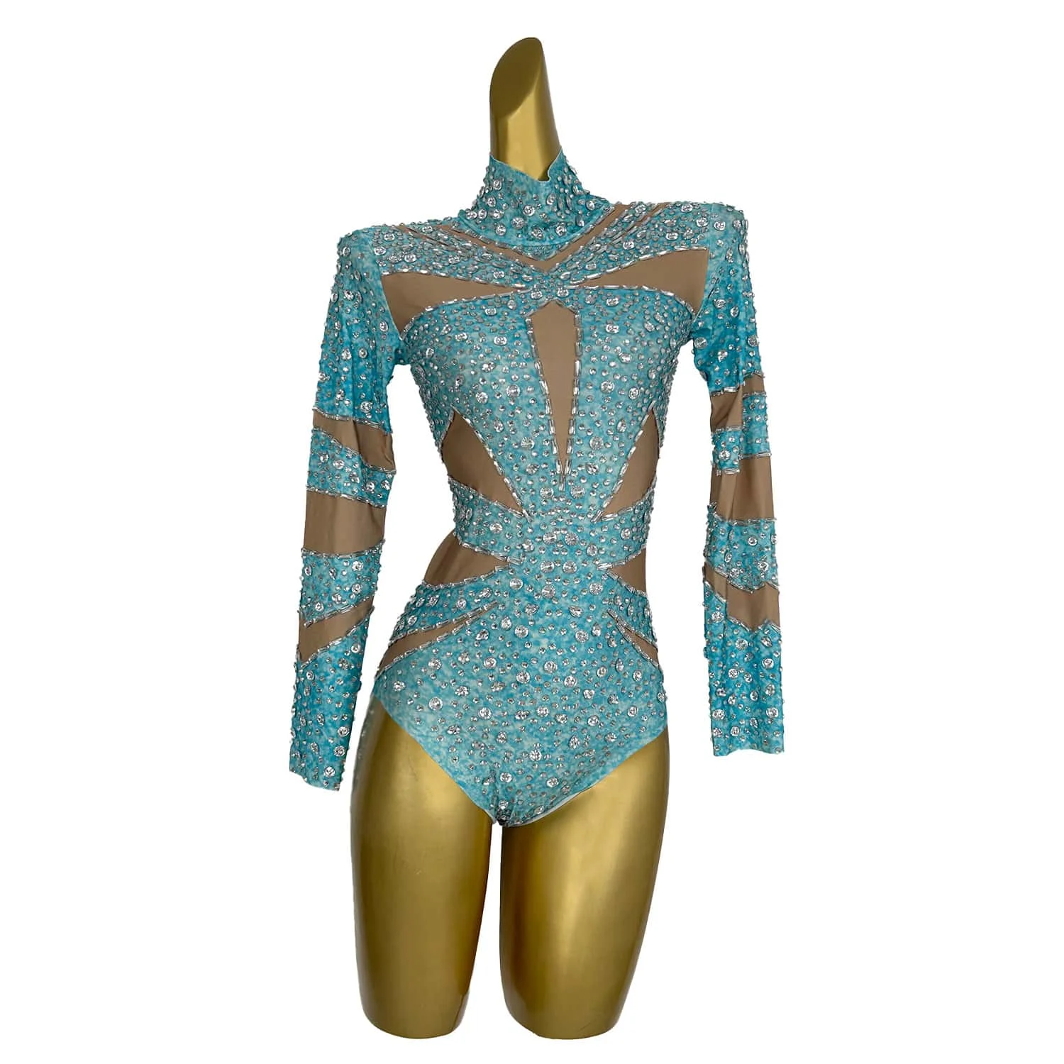 Cristais brilhantes collant sexy cristal bodysuit dança traje feminino boate festa de aniversário roupa mostrar palco wear jixue