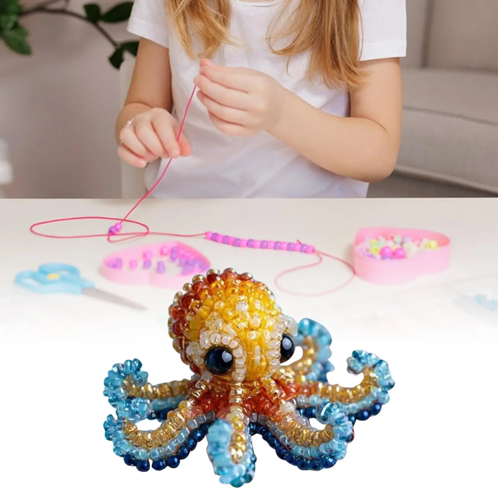 Kit de bordado de contas para iniciantes, criatura do mar, kits de bordado com contas, atividades artesanais, conjunto de arte para família