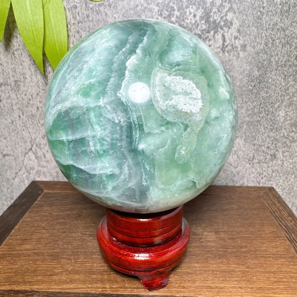Natural Big Crystal Green Fluorite Sphere Healing
