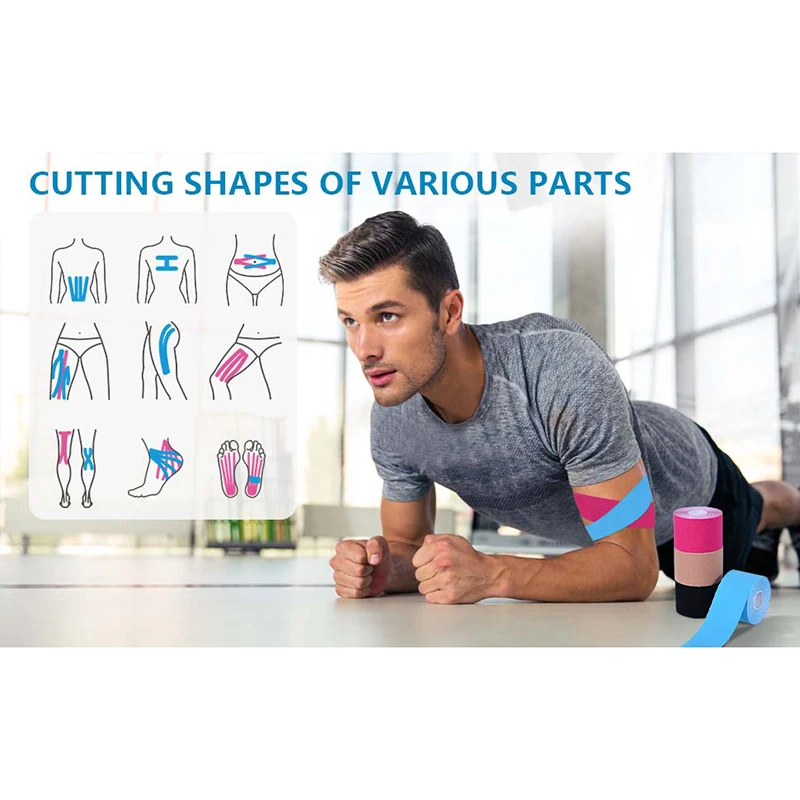 5 سنتيمتر * 5 متر الرياضة شريط علم الحركة ضمادة مرنة أشرطة مقاوم للماء ل الكاحل المعصمين الركبتين تشغيل كرة القدم الرياضة الأقواس يدعم #6