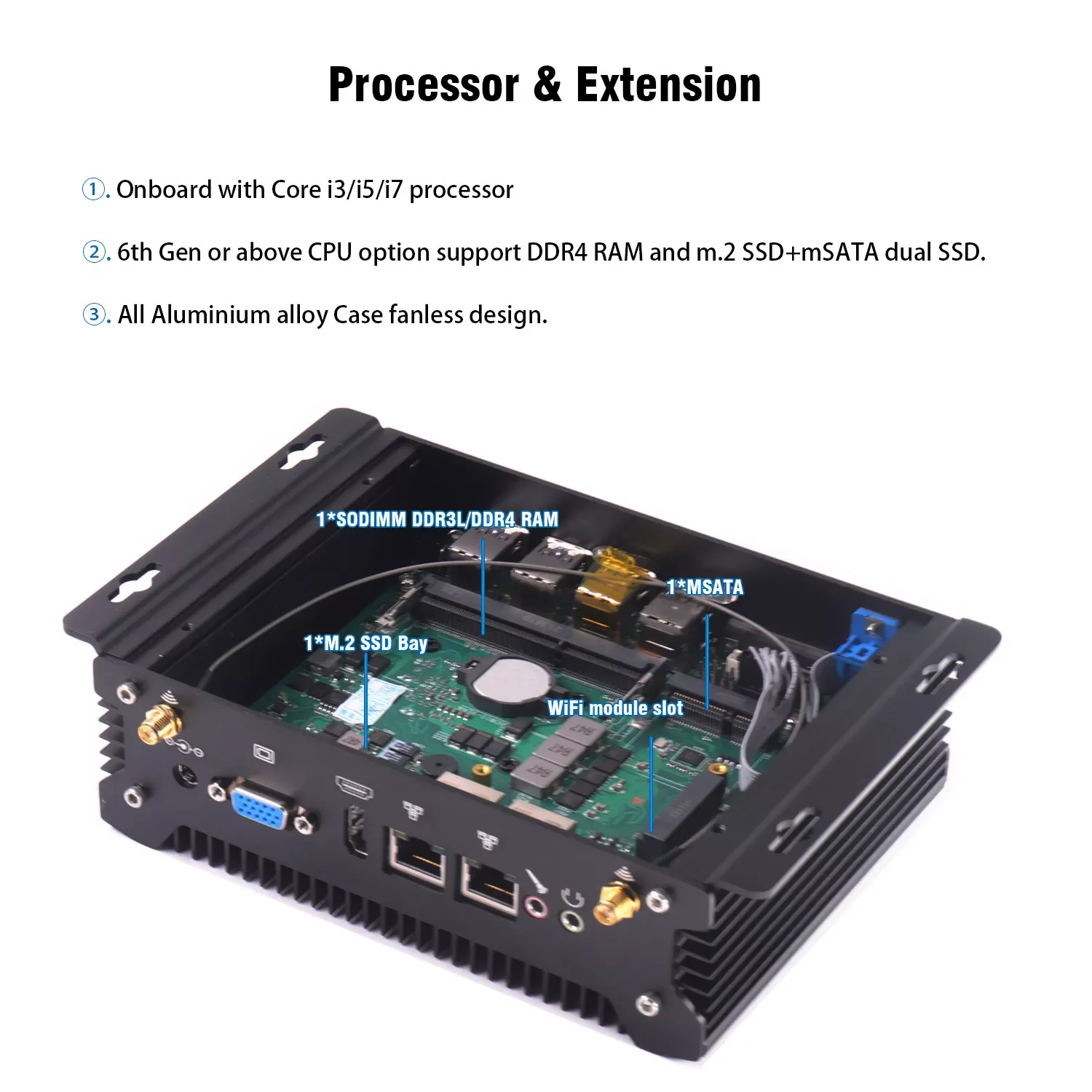 HYSTOU-산업용 팬리스 PC 인텔 코어 i3 SIM 카드 WiFi 모듈, DDR3 4G 8G 듀얼 밴드 WiFi 2.4G + 5G 데스크탑 컴퓨터 Windows10