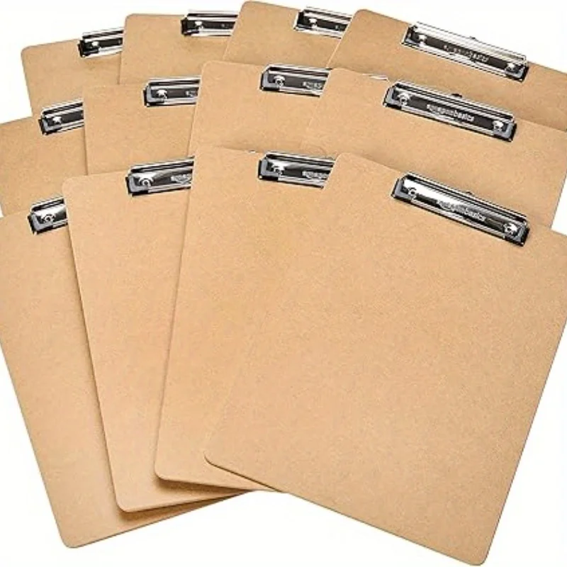 Basics Hardboard Office Clipboard Wooden file board clamp Writing pad for office memo folder- 1-Pack