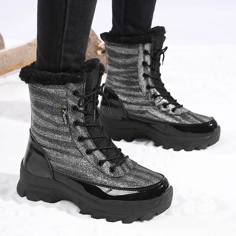 

Зимние походные ботинки для женщин, зимние ботинки на платформе, большой размер 43, плюшевые теплые женские ботинки, уличная удобная треккинговая обувь