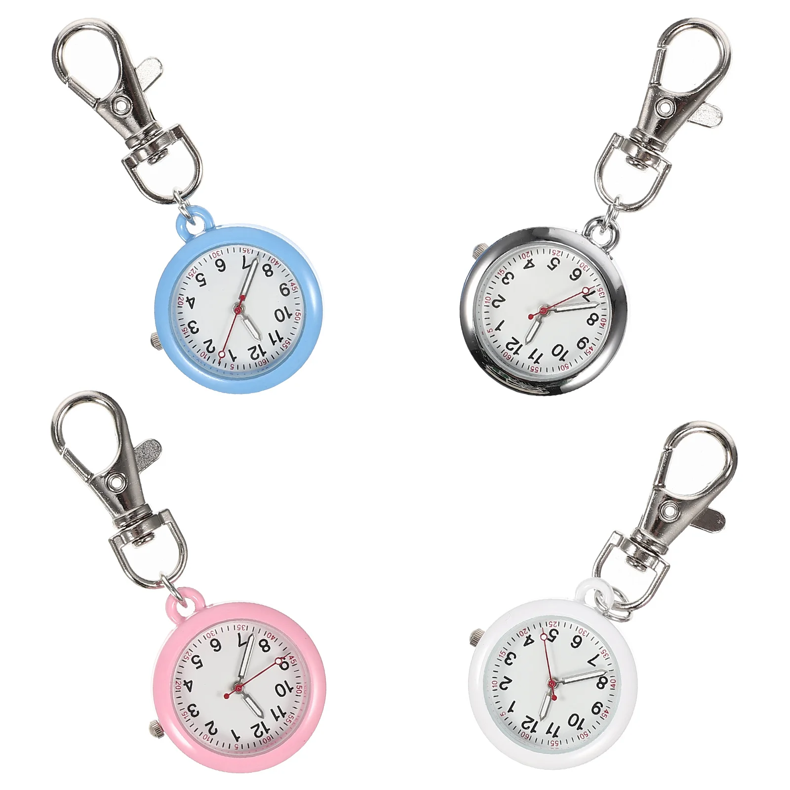

4Pcs Nurse Fob Watch Metal Keychain Pocket Watches with Luminous Hands for Night Shifts Glow-in-The-Dark Timepiece for Medical