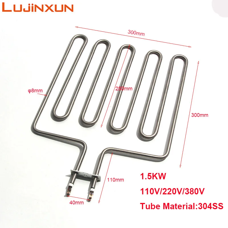 LUJINXUN Electric Heating Element SUS304 110V/220V/380V 1.5KW 4U/5U Type Tubular Heater Resistance for Water and Oil