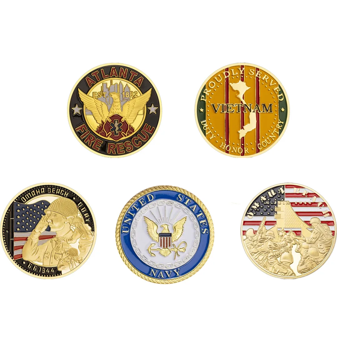 عملة التحدي العسكرية المطلية بالذهب التذكارية الأمريكية، مشجعي الجيش الجوي، عملات معدنية قابلة للجمع، سلسلة هدايا قابلة للجمع