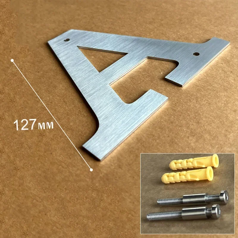 Numeri civici galleggianti in acciaio inossidabile da 127mm lettere targhe per indirizzi per la casa in metallo per esterni 5 in piastre per porte a