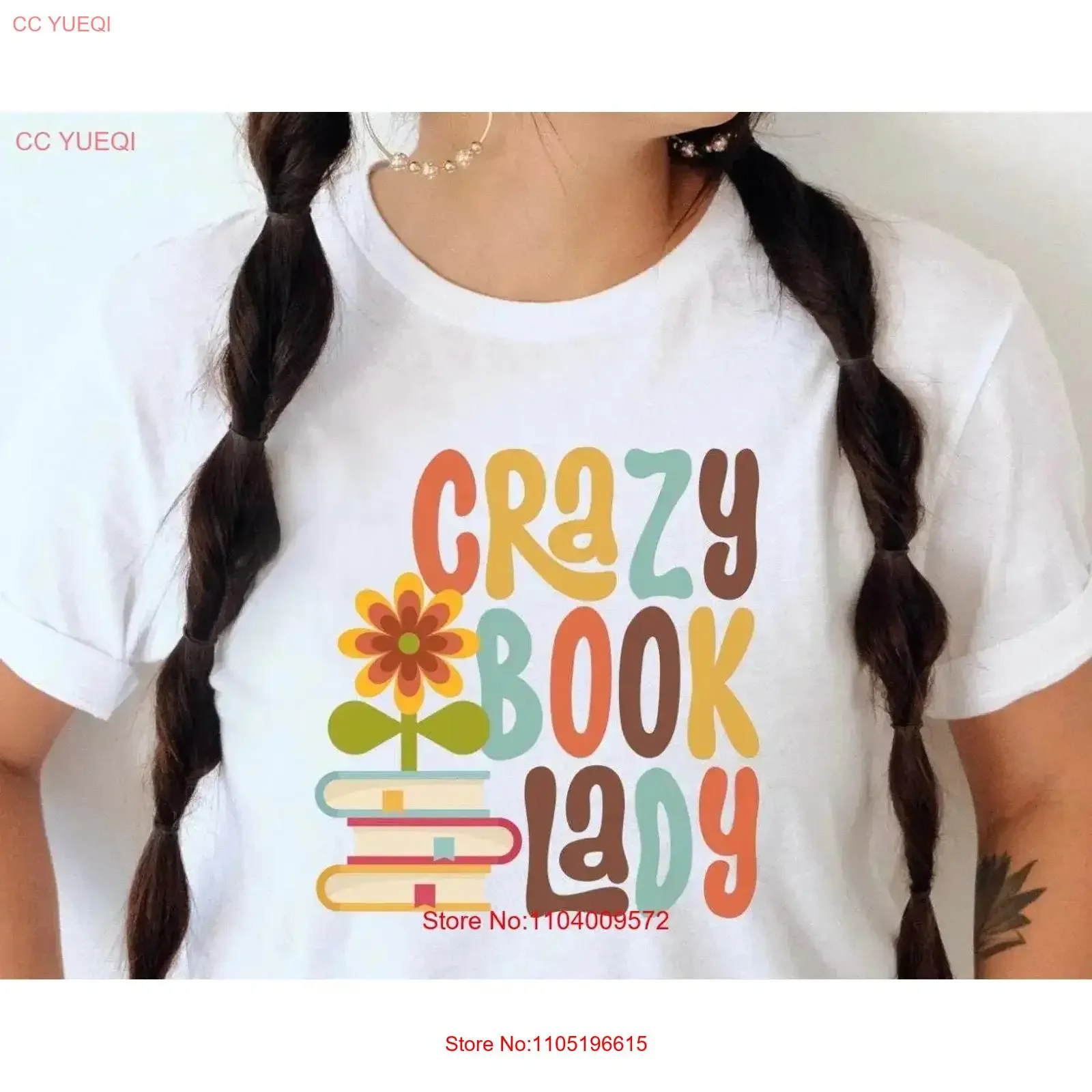 مجنون كتاب سيدة تي شيرت قارئ مضحك لعشاق مكتبة لها قراءة Bookish Booktrovert خمر غسلها موضة الشارع الشهير