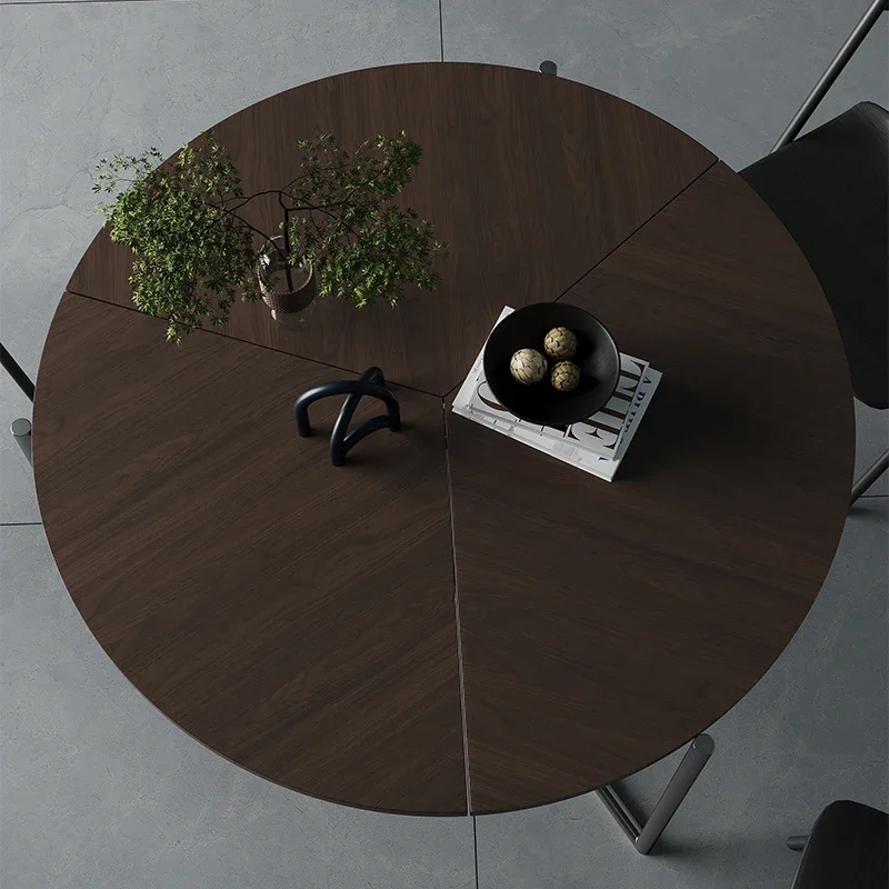 Folding round dining table multi-functional solid wood modern simple light luxury small apartment household