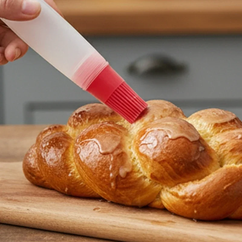 Multipurpose Silicone Liquid Dispenser Brushes Portable Oil Bottle Brushes With Lid Heat Resistant Kitchen Tool 37JD