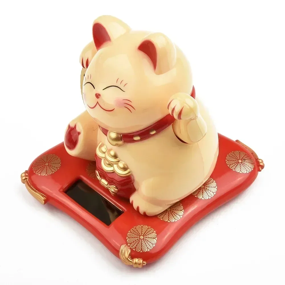 Solar Wave Hand Lucky Cat Shaker Fortune Cake Baking Ornament Decorations Figurines Miniatures Crafts Home Decoration