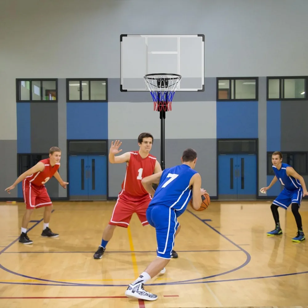 調節可能な屋外バスケットボールフープ 4.9～10フィート、耐衝撃性バックボード、充填可能なベース、強化された安定性を備えています。