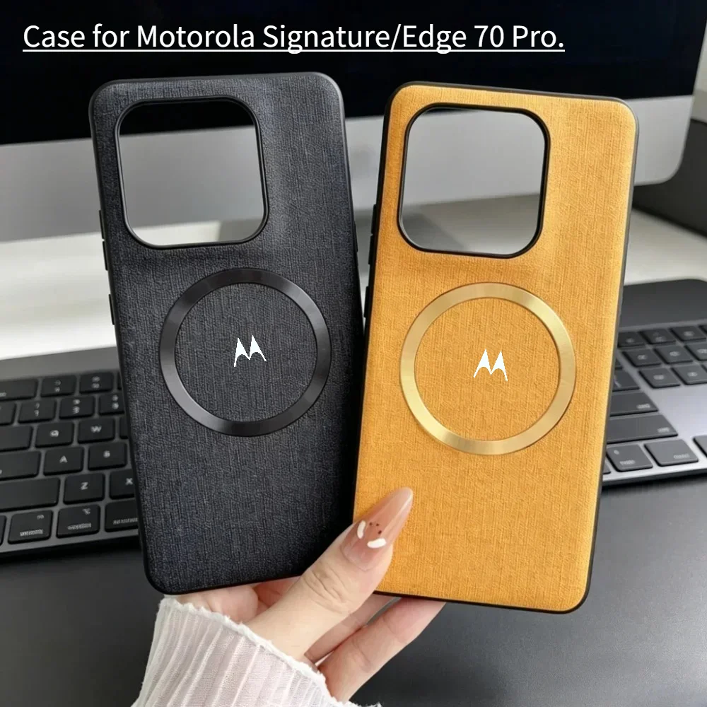 Luxuriöse Stoff-Leder-Handyhülle mit Magnetverschluss für Moto Signature Edge 70 Pro Fusion+ Ultra 60 Pro 50 Neo G67 G57 Power G86 G56 Cover