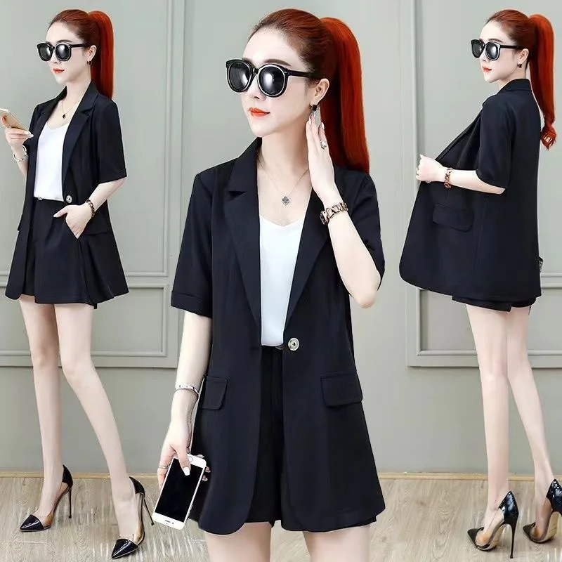 Imagem -04 - Three Preço Blazer Suit Conjunto Mulheres Estilo de Verão Coreano Slim Fit Vestido Profissional Casual Shorts Cabolsa 2023 Novidades