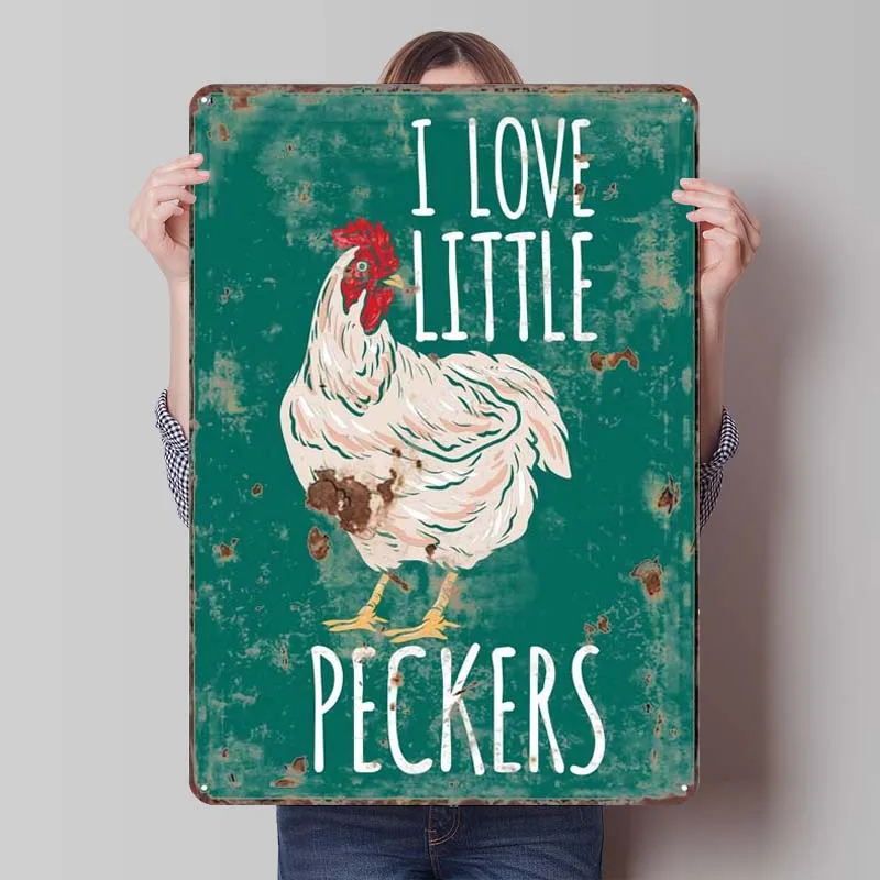 I Love Little Peckers Rusty Metal Sign Home Decoration Accessories Retro Vintage Tinplate Sign for Outdoor Guardrail Decoration