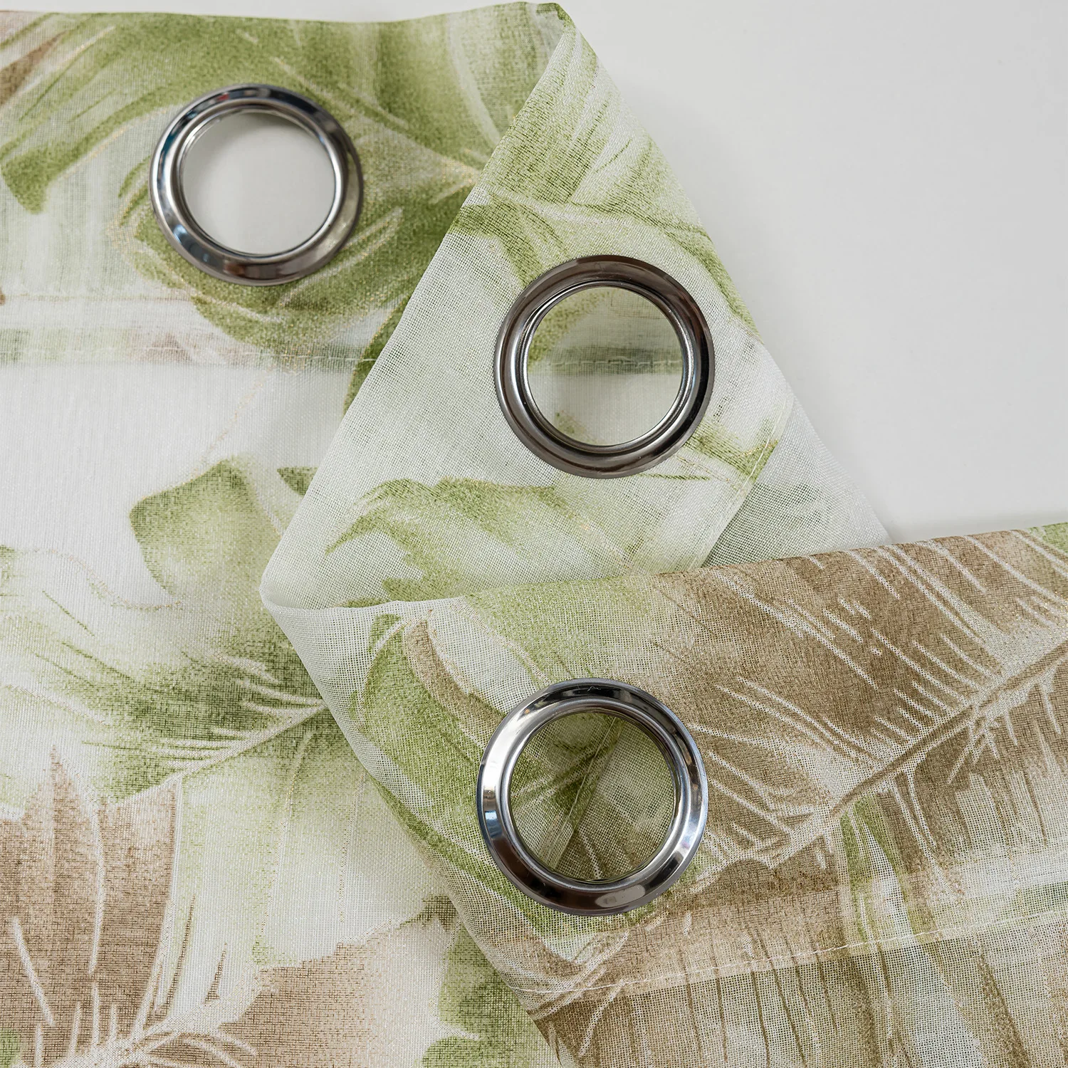 

American Polyester Printed Bronzing Leaf Window Screen Transparent Curtain Semi-blackout High-end Guest Restaurant and Bedroom