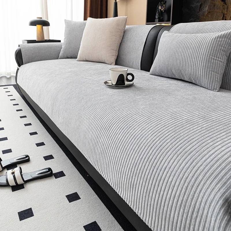 Solid Non-slip Sofa Cover Chaise Longue Slipcovers Armchair Sofa Towel Protector Couch Cover for Living Room 1/2/3/4/5 Seater